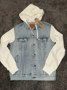 LEVI’S Hybrid Hooded Jeansjacke Light Wash Herren Gr. M weiß Kapuze/ Ärmel - Bild 1 von 10