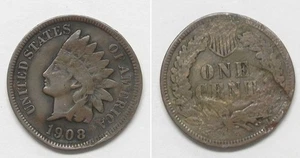 X6919  1908-S Indian Head Cent Penny 1c, VF details, damaged - Picture 1 of 1