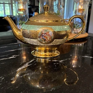 Rare Vintage Victorian Le Mieux French 24k Gold Hand-Decorated Porcelain Teapot - Picture 1 of 23