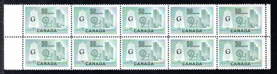 Tira industrial textil O38a, Scott, 50c de 20 (10x2), sobreimpresa "Flying G" Foto 1 de 1