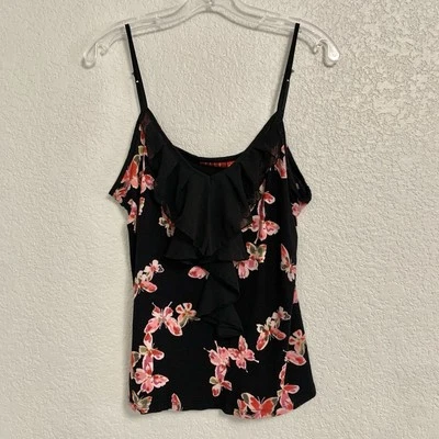 Regata feminina Elle Cami L Y2K com babado borboleta alça de espaguete ajustável - Imagem 1 de 4