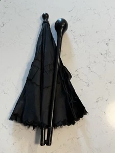 Antique Folding Collapsable Jointed Wood Handled Parasol Umbrella - Picture 1 of 12