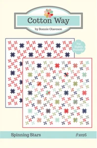Quilt Pattern SPINNING STARS Moda COTTON WAY Fat Quarter Friendly EARLY BIRD - Picture 1 of 3