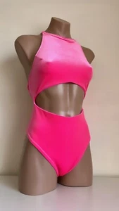 Schminkeđź‘™ high waisted monokini pole dance wear velvet bodysuit pole-wear neon - Picture 1 of 30
