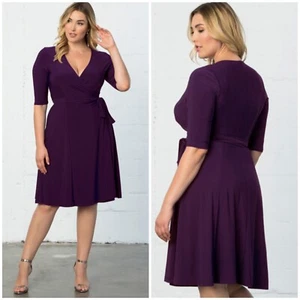 Kiyonna essential wrap dress size 4X US 26 28 purple NEW - Picture 1 of 12