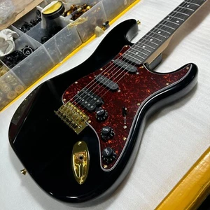 ST Electric Guitar Rosewood Fretboard Mahogany Body Black Color 6 String - Picture 1 of 5