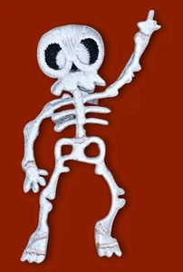 SKELETON SKULL CROSS BONE WHITE HALLOWEEN COSTUME COSPLAY IRON ON PATCH - Picture 1 of 3