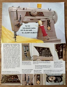 Vintage SLANT O MATIC SINGER SEWING MACHINE Leaflet Electrical APPLIANCES - Imagen 1 de 2