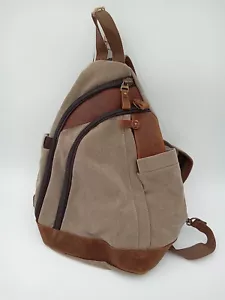 KL928 Crossbody Sling Backpack Canvas & Leather NWT & Ships FREE - Picture 1 of 6