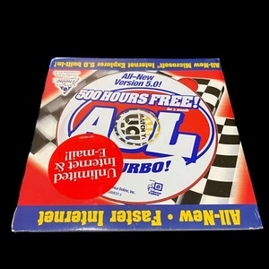 AOL 5.0 All New Faster Internet Racing Flag 500 Hours CD Computer Factory Sealed - Picture 1 of 3