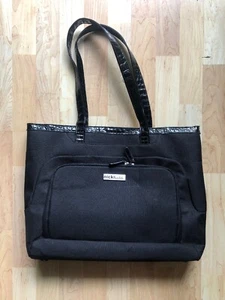 Nicki Nicole Miller Laptop Briefcase Shoulder Bag Black Cordura Pebbled Vinyl - Picture 1 of 9