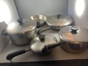 Revere Ware 1801 Copper Bottom Cookware Set Of 9 Pieces Vintage - Picture 1 of 6