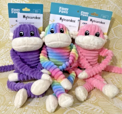 ZippyPaws 3-Pack PURPLE, RAINBOW & PINK SPENCER MONKEY Dog Toy -FREE SHIPPING- - Image 1 of 4