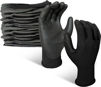 EvridWear 12 Pairs PU Coated Work Gloves Ultra-Thin Latex-free Safety Glove