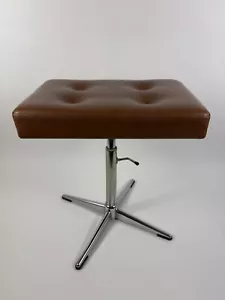 Mid-Century Drehhocker Braunes Kunstleder Klavierhocker Vintage - Bild 1 von 12