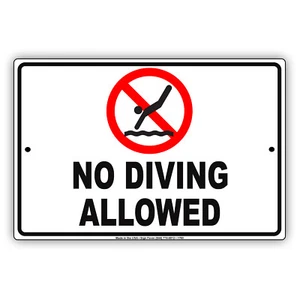 No Diving Allowed Shallow Water Pool Safety Alert Notice Aluminum Metal Sign - Imagen 1 de 1