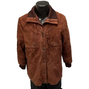 Vtg 70 80’s Lane Bryant RUST Brown Suede Heavy Lined MOD Coat Leather Jac - Picture 1 of 10