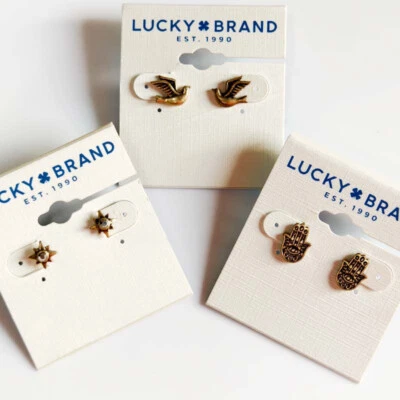 Nuevos 3 pares de aretes marca de la suerte regalo vintage mujeres fiesta vacaciones joyería Foto 1 de 4