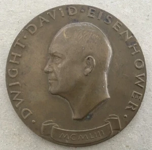 1953 Präsident Dwight D. Eisenhower 1. Amtszeit Antrittsmedaille Bronze 69 mm - Bild 1 von 3