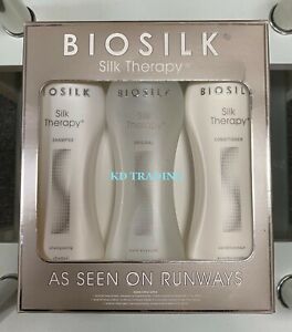 (3-Pack) BIOSILK Silk Therapy Shampoo Conditioner Hair Treatment w/ Herb Extract