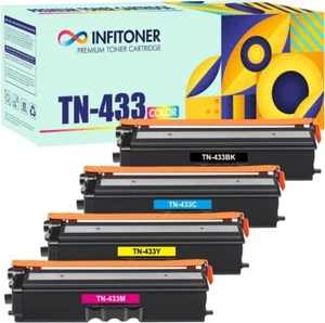 TN433 TN-433 Toner Cartridge 4-Pack Replacement for Brother TN 433 TN433BK ... - Picture 1 of 9