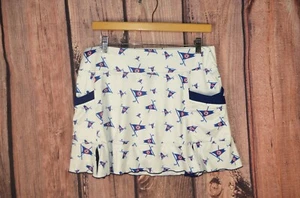 Allie Burke Golf Skort w Shorts L Womens White Flags Made USA Pockets Stretch - Picture 1 of 9