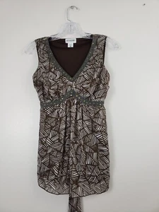 Vintage Y2K 90’s Motherhood Maternity Shirt Blouse Size S Tie Cottagecore Brown - Picture 1 of 6