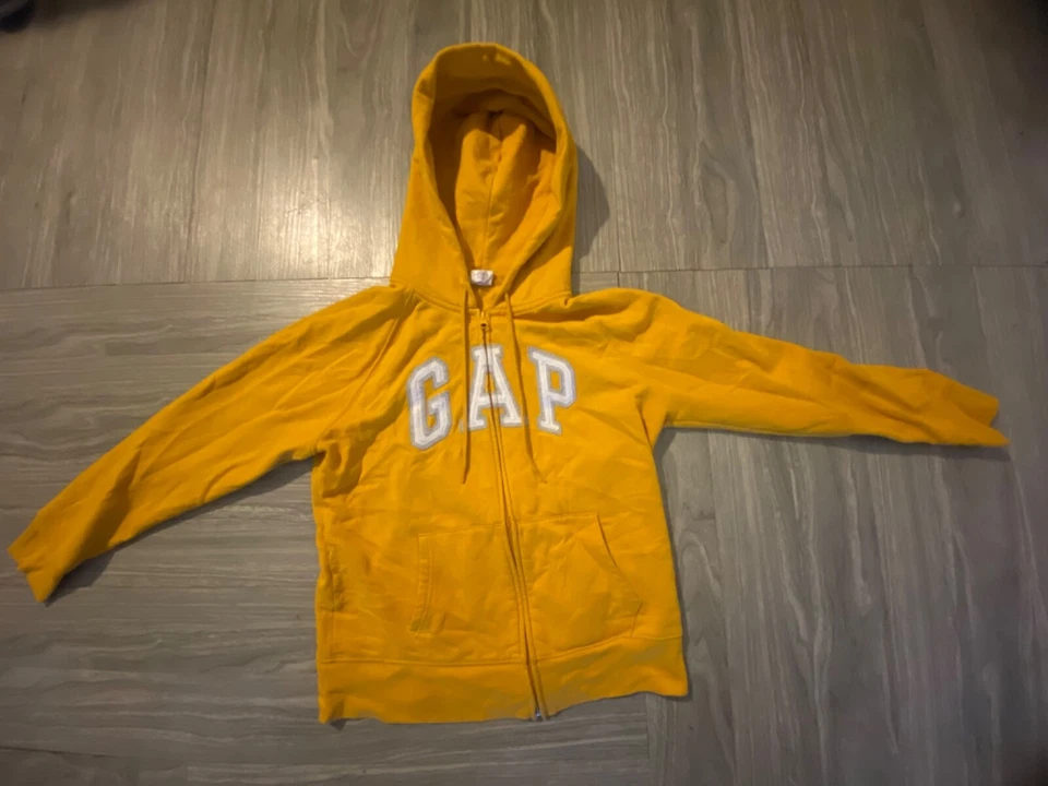 GAP LOGO Sudadera con Capucha Frontal Cierre Completo Cremallera Sudaderas Mujer Talla Pequeña Amarilla Foto 1 de 1