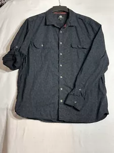 Rock Republic Shirt Mens XXL Black Gray Long Sleeve Button Up Cuff Stretch EUC - Picture 1 of 6