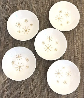 Lote de CINCO - Cuencos de Postre de 5.5" - Royal China STAR GLOW - MCM Atomic Starburst Foto 1 de 4