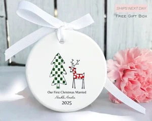 Personalizado Nuestro Primer Adorno Navidad Casado - Nombres Personalizados y Regalo Año - Imagen 1 de 3