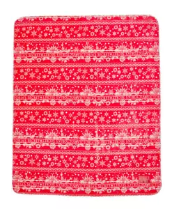 Victoria's Secret Plush Fleece Sherpa Blanket Red Fair Isle Snowflake NEW - Picture 1 of 5