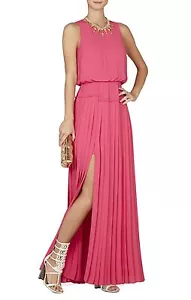 NEW BCBGMAXAZRIA JENINE HIGH-SLIT PLEATED SKIRT MAXI DRESS WQR65D55/L217A SIZE S - Picture 1 of 2