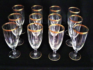 Juego de 12 vasos de agua o Pilsner con borde dorado alrededor de 1925 - Imagen 1 de 5