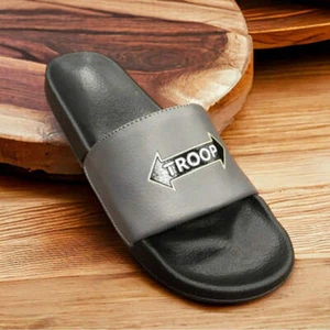 Men's Troop Arrow Slide Grey | Black Flip Flops NWT - Picture 1 of 3