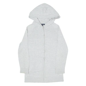 TOMMY HILFIGER Cardigan da bambina con cappuccio grigio maglia stretta M - Foto 1 di 6