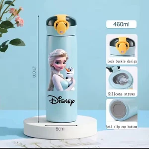 Disney Princess 460ml Thermal Cup Bouncing Frozen Elsa Children's Straw Cup - Picture 1 of 5