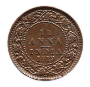 1/12 ANNA 1919 INDE BRITANNIQUE / BRITISH INDIA - Picture 1 of 2