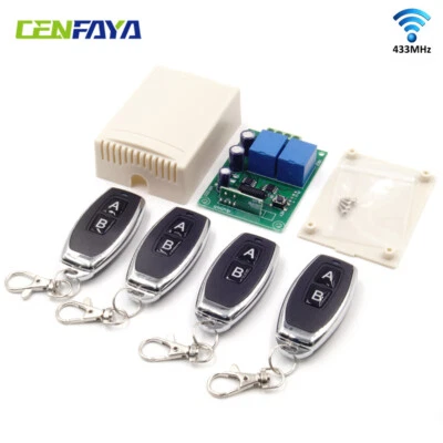 12V 433Mhz 2 Kanal Funkschalter Empfänger Modul mit AB Handsender Fernbedienung - Bild 1 von 4