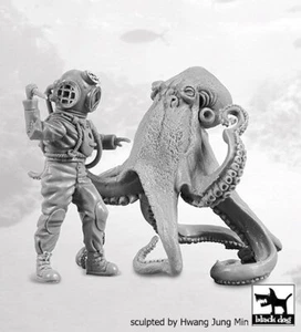 Buzo negro perro 1/35 en traje de buceo estándar apuñalando pulpo gigante (2Fg) F35264 - Imagen 1 de 1