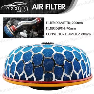 Blue Universal Car 80mm Super Power Air Filter Flow Intake Reloaded Cleaner - Picture 1 of 6