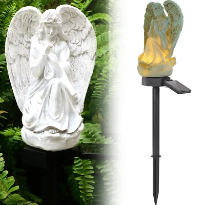 SOLAREK Solar Praying Guardian Angel Statue LED Lamp Lawn Porch Grave Decor