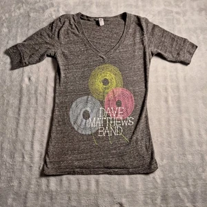 Dave Matthews Band Graphic V-Neck T-Shirt - Gray - Women's Size XL 3/4 Sleeve - Picture 1 of 6