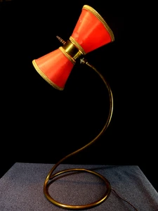 Lampe cocotte diabolo design vintage années 1950 abat jour 2 reflecteurs - Picture 1 of 24