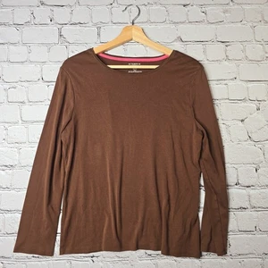 The Talbots T-Shirt Mokka Braun Rundhals Langarm 100% Pima Baumwolle Gr. XLP - Bild 1 von 8