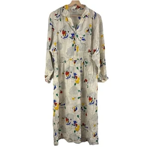 Vintage 80’s Encore 100% Silk Floral Long Sleeve Dress Size 12 Shoulder Pads - Picture 1 of 6
