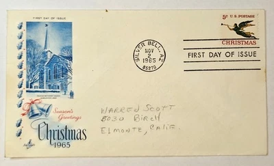 ESF US COVER 1965 FDC Christmas Angel #1276 - Artcraft Color Cachet - Image 1 of 2