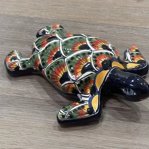 Schildkröte Tier mexikanische Talavera Figur Volkskunst Keramik Wohndeko 9” x 7” - Bild 1 von 7