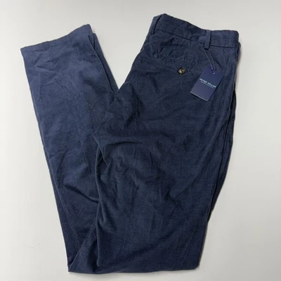 Pantalones de pana Peter Millar Crown hechos a mano para hombre Colt ajuste a medida azul marino talla 34x34 Foto 1 de 4