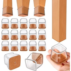 NUEVO CON ETIQUETAS ~ Juego/ 24 Protectores de Piso Cuadrados de Silicona y Fieltro para Silla Pequeña Pata Muebles - Imagen 1 de 5
